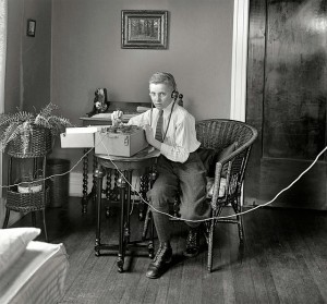 Boy with telegraph
