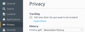 Firefox privacy settings